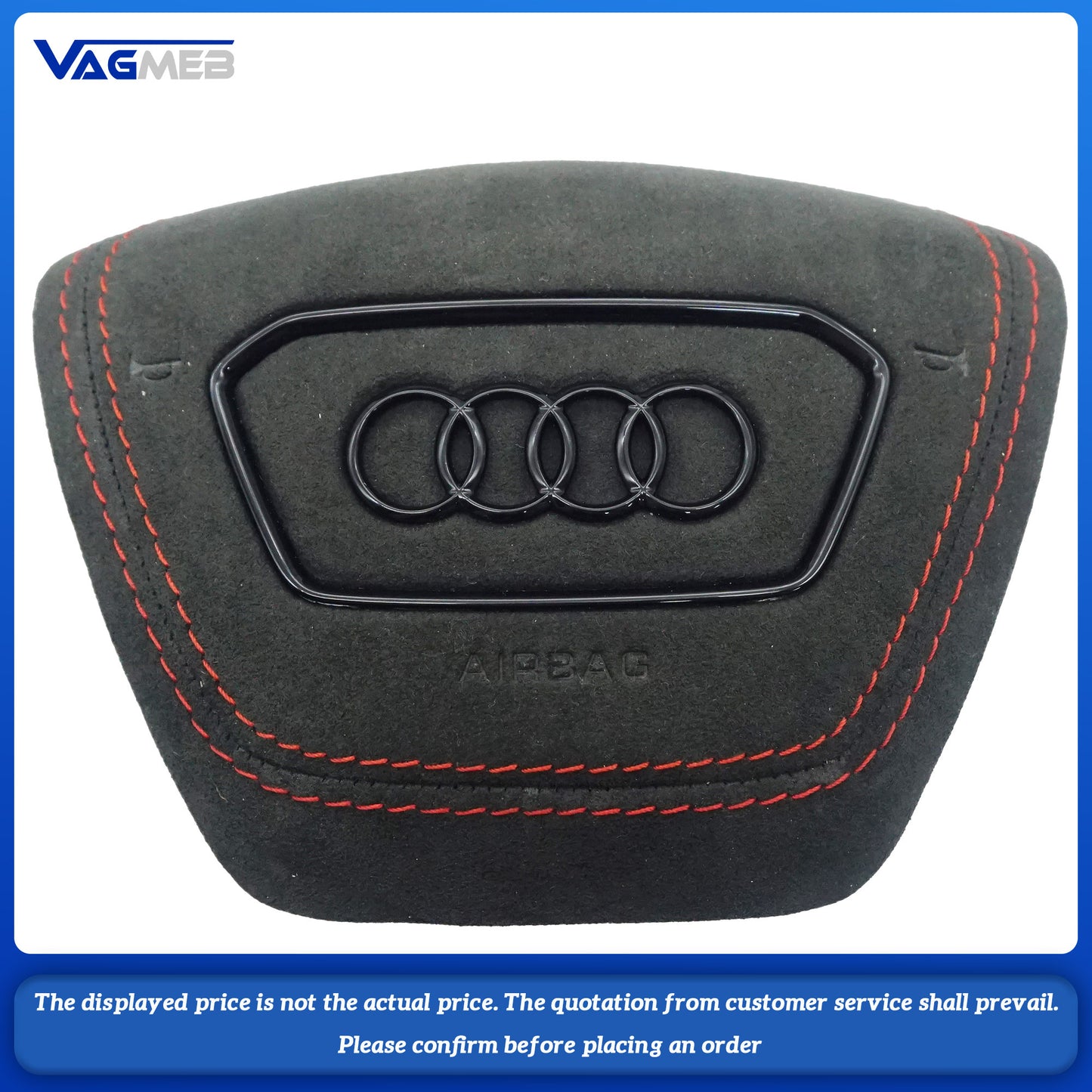 For Audi RS logo RS6C8, semi-suede Alcantara carbon fiber LED screen, red steering wheel