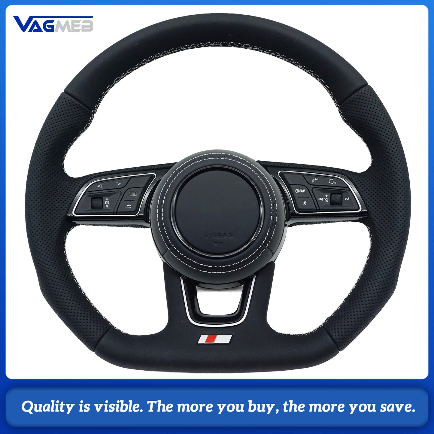 New Products Perforated Leather Steering Wheel For Audi A4 B9