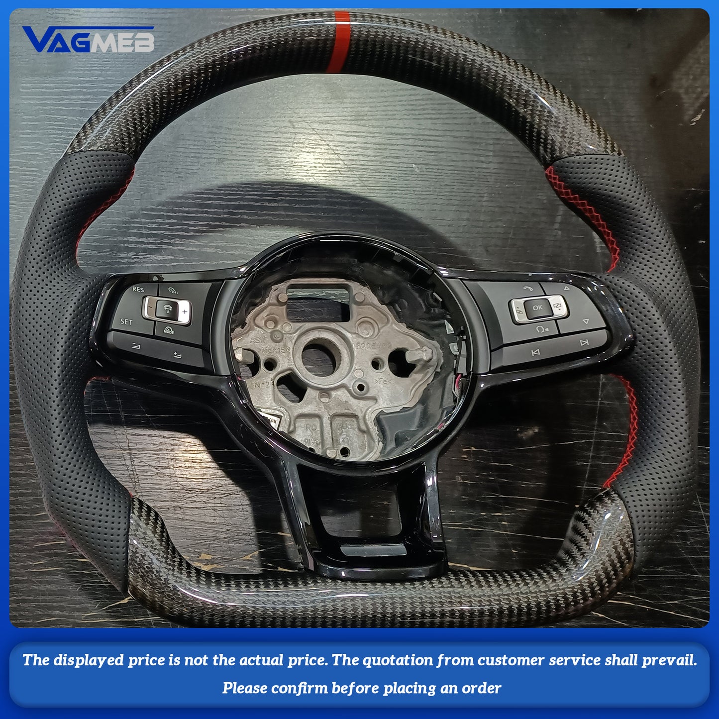 For VW Golf 7 MK7 GTI R Line 2013-2018 Real Carbon Fiber Steering Wheel with Leather