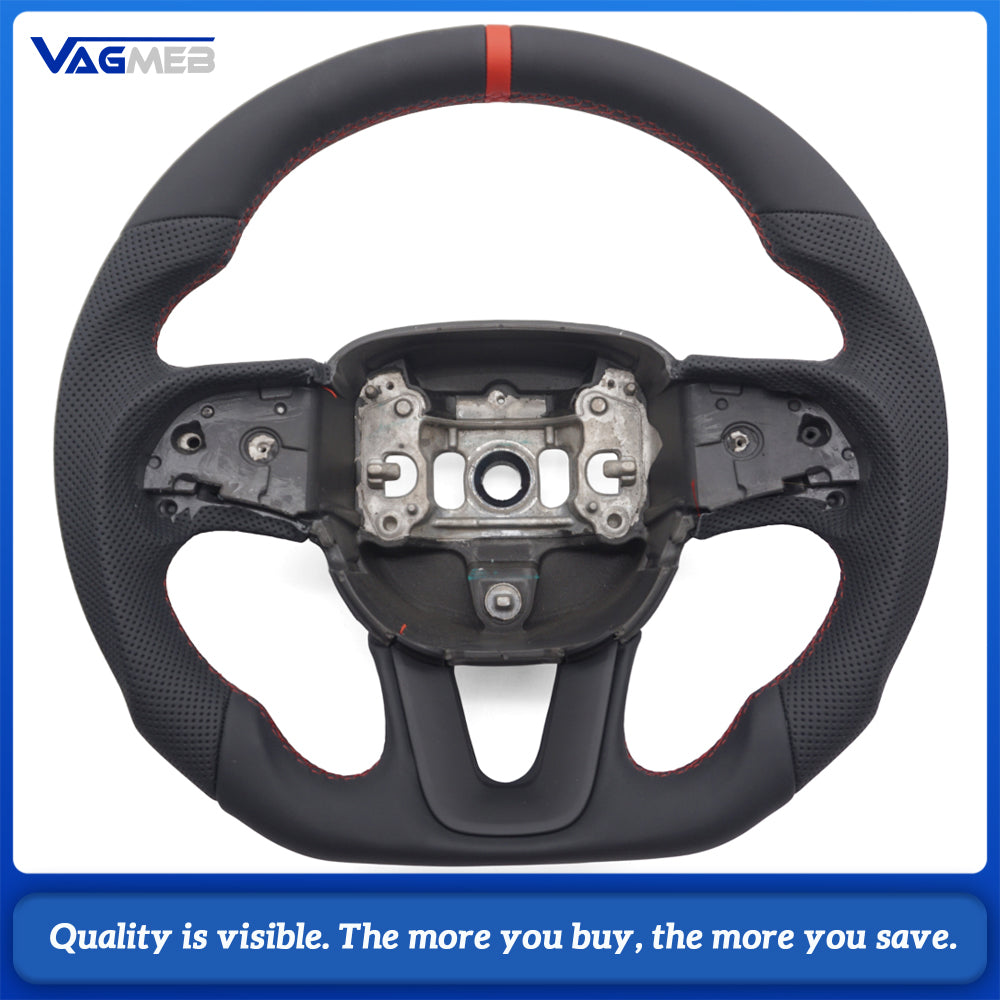 For Dodge ChallengerCharger SRT HELLCAT 2015-2020 Perforated Leather Red Strip Car Steering Wheel
