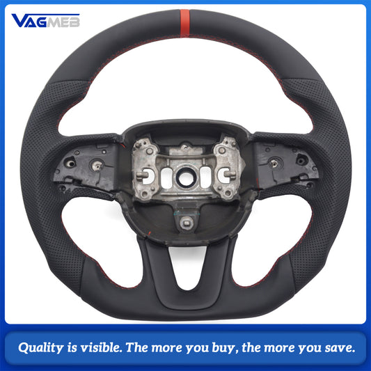 For Dodge ChallengerCharger SRT HELLCAT 2015-2020 Perforated Leather Red Strip Car Steering Wheel