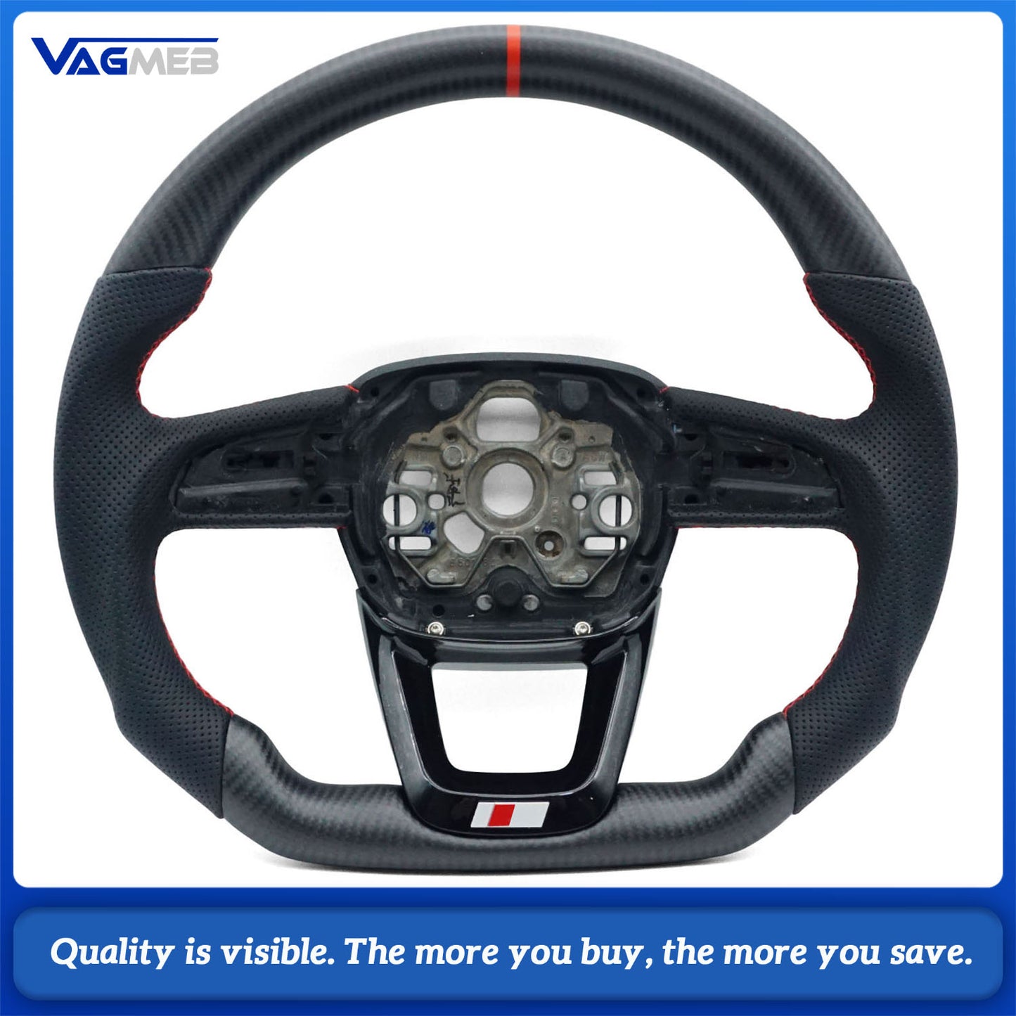 Matte carbon fiber steering wheel for Audi Q3 F3 flat bottomed D-shaped carbon fiber leather steering wheel, Car Accessories