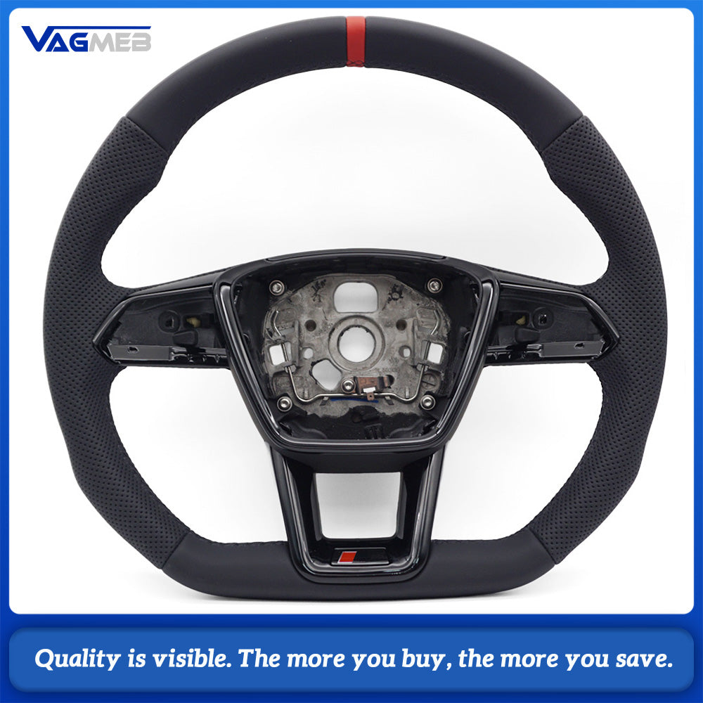 steering wheel suitable for Audi A6 C8 A7 black stitched leather flat bottomed steering wheel