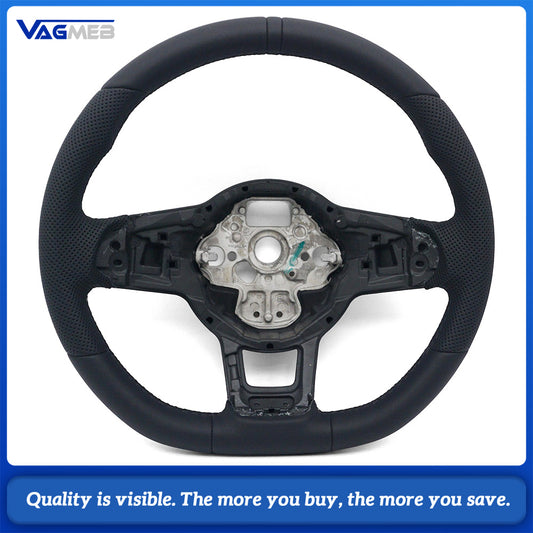 For VW Golf MK7 Style Steering Wheel Base, Half Perforated Leather, Black Stitching, Black Return Marker, Replacement Steering Wheel Base