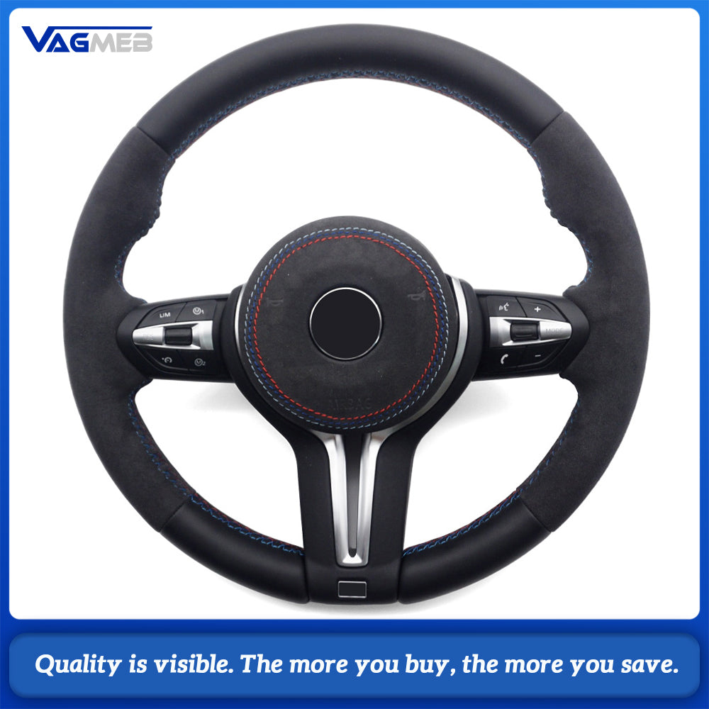 For BMW 3 Series F30 M Sport Steering Wheel Half Alcantara Tri-color Stitching