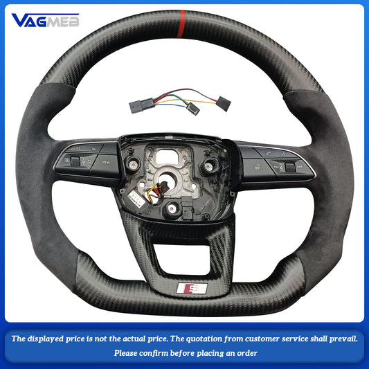 For Audi S RS Sline logo Q5 Q7 Q8 RSQ5 RSQ8 SQ5 SQ7 SQ8 Custom leather alcantara punch carbonfiber steeringwheel heat function