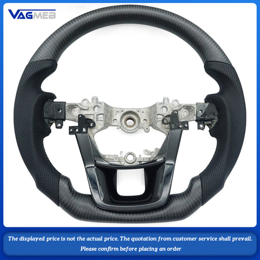 For Toyota Hilux Matte carbon fiber semi-perforated black wire steering wheel