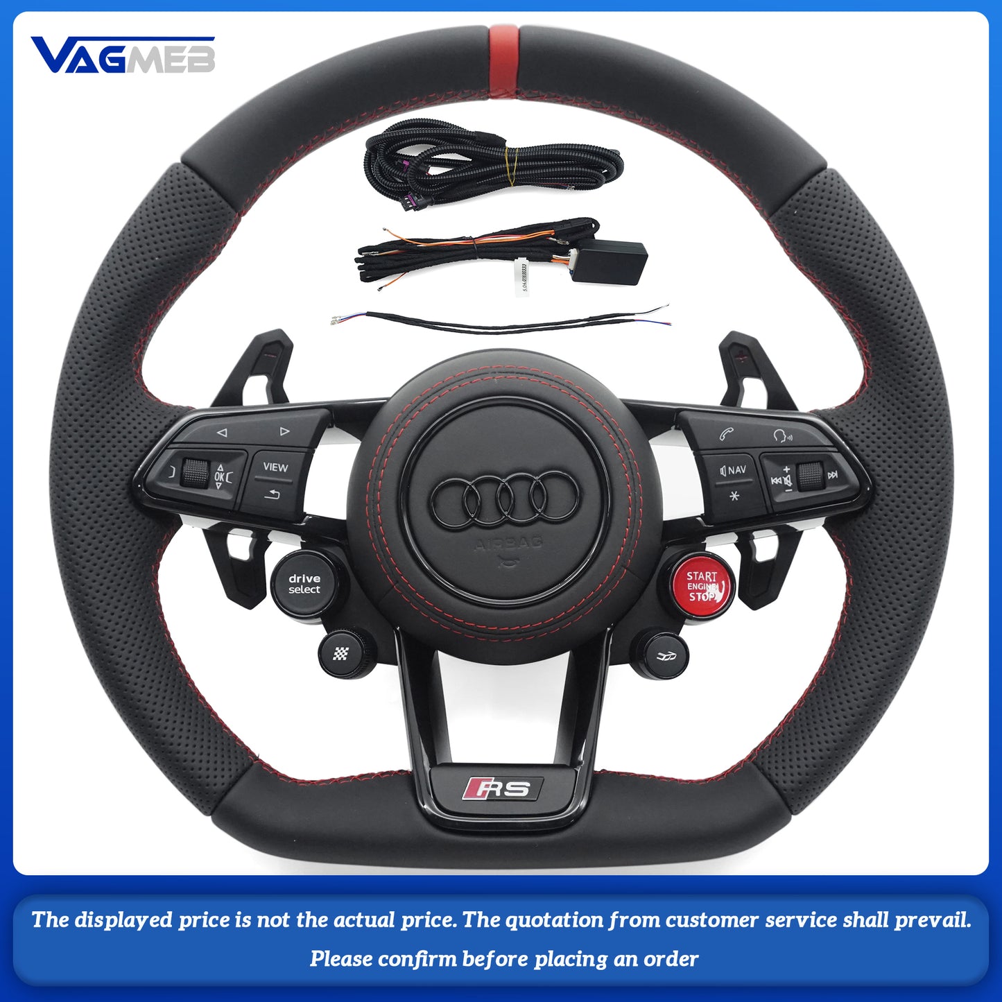 S RS Leather OEM Shape Custom Steering Wheel For Audi R8 Carbon Fiber Steering Wheel upgrade