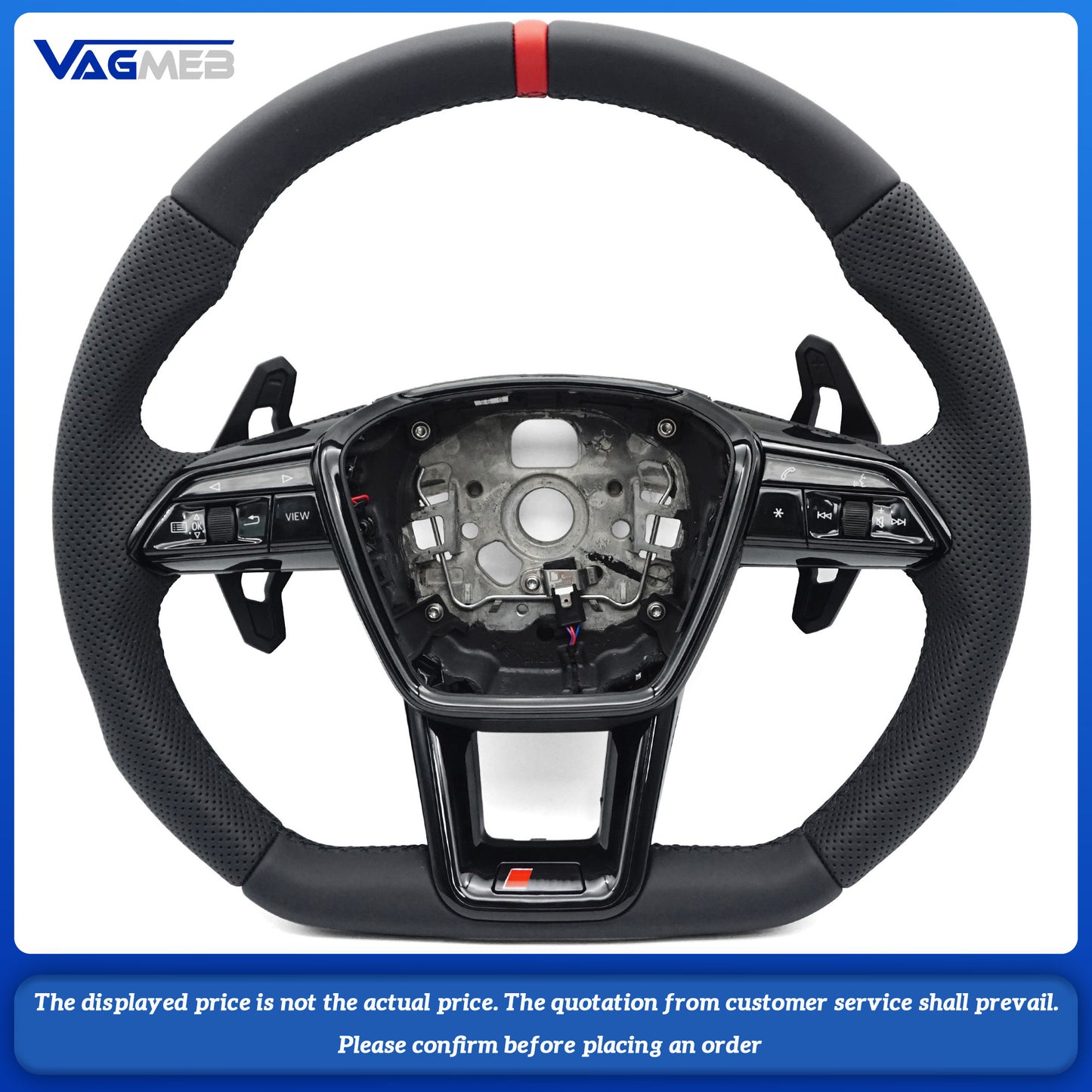 For Audi A6 RS6 C8 Pemi Perforated Leather Blat Bottomed Sports Steering Wheel