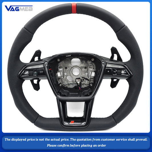 For Audi A6 RS6 C8 Pemi Perforated Leather Blat Bottomed Sports Steering Wheel