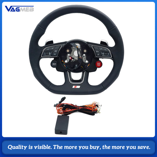 Sport steering wheel suitable For Audi A4 B9 S3 RS4 RS5 A3 A5 S3 S4 S5 perforated leather steering wheel with R8 button