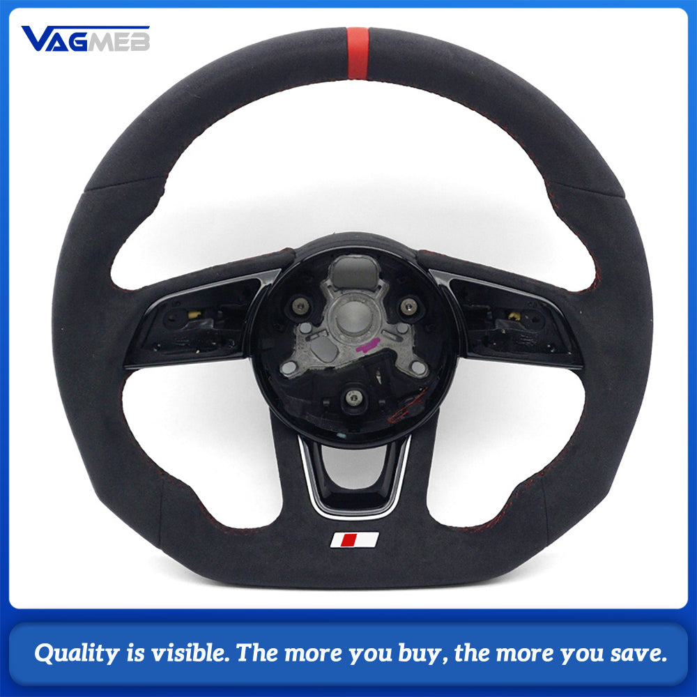 For Audi A4 B9 Full Suede Leather Flat Bottomed Sports Steering Wheel