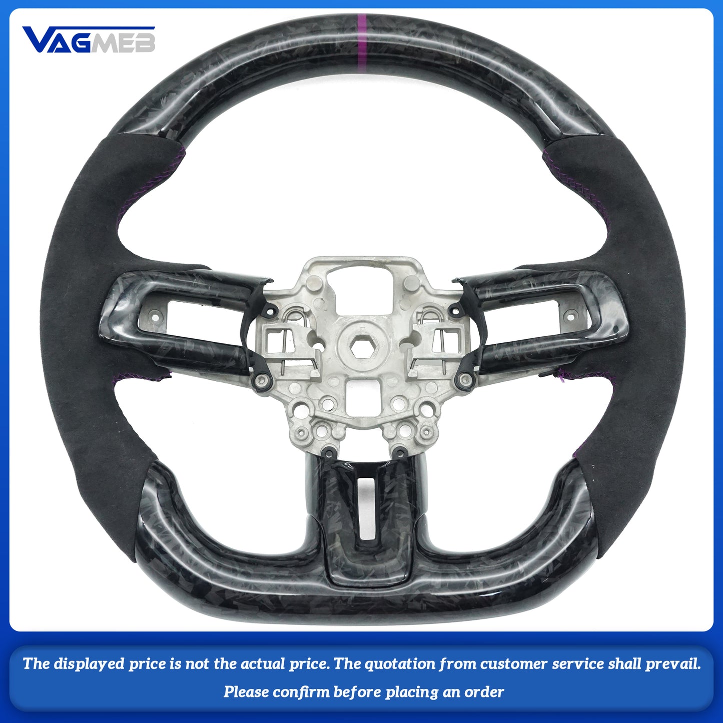 Customized Carbon Fiber Alcantara Leather Steering Wheel Fit for Ford Mustang 2015 -2022 GT Shelby