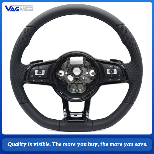 With CNL R Line Full Leather Steering Wheel For VW Golf MK5 6 7 7.5 R MK5 MK6 MK7 MK7.5 GTI Polo Passat B6 B7 B8 B9 CC