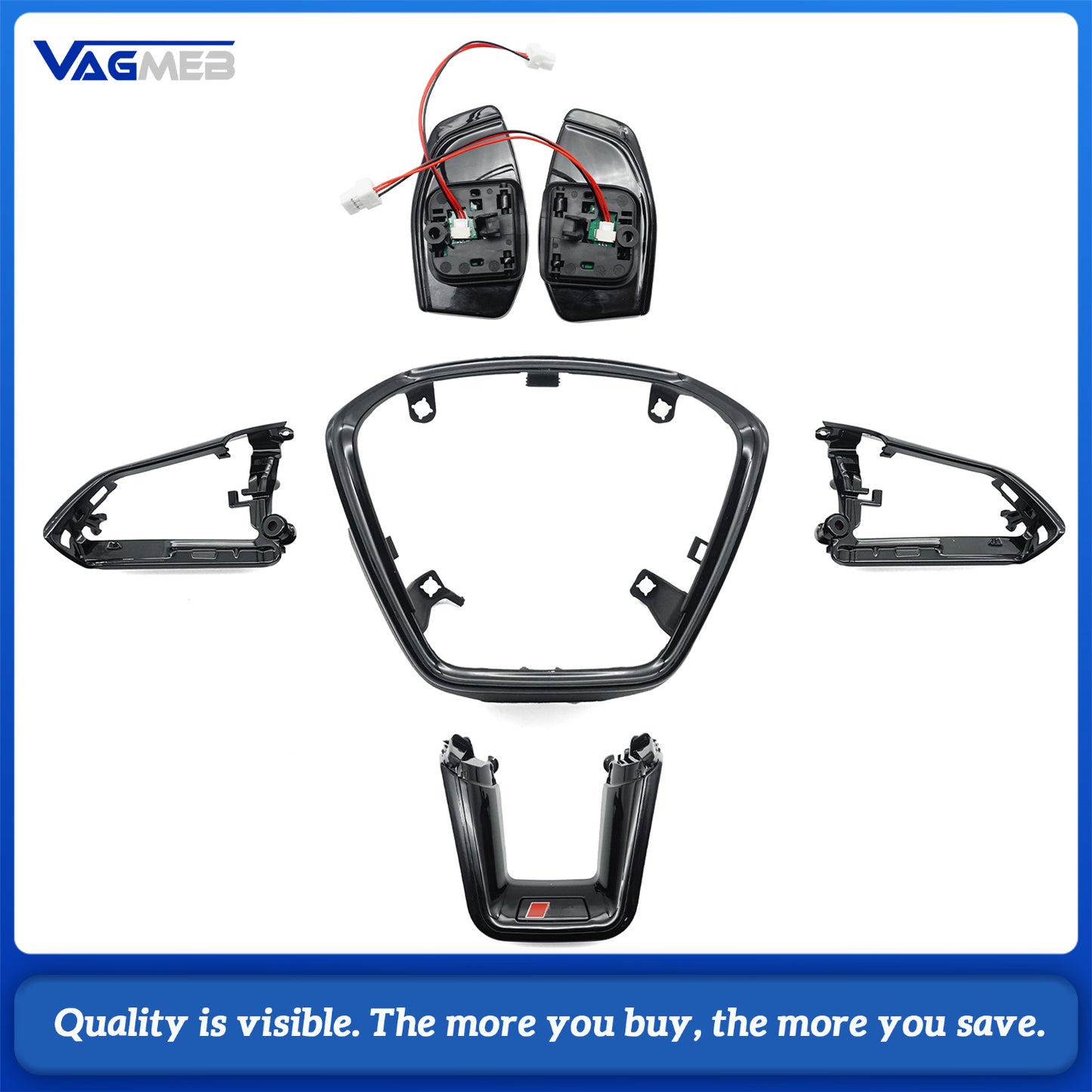 Customize Glossy Black Piano Paint flat bottom Steerinng Wheel Trim for Audi A6C8