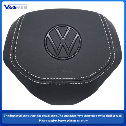Dyed red thread Steering wheel airbag cover multifunction steering wheel  For VW Golf MK8 Leather White Line