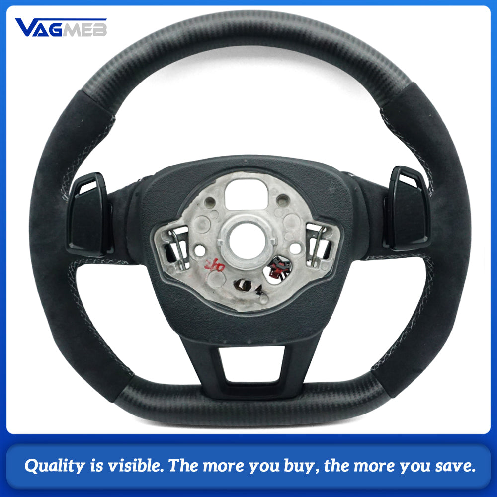 A is suitable for Audi A6 C8 A7 matte carbon fiber Alcantara multifunctional steering wheel with heating, Car Accessories
