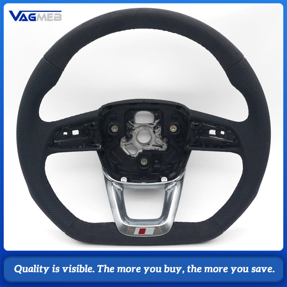 S Line Alcantara Top Bottom Half Perforated Black Stitch Steering Wheel No Buttons No Paddles For Audi Q5L FY