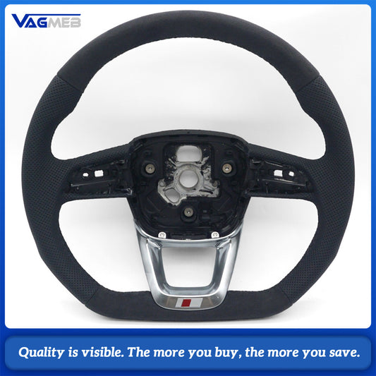 S Line Alcantara Top Bottom Half Perforated Black Stitch Steering Wheel No Buttons No Paddles For Audi Q5L FY