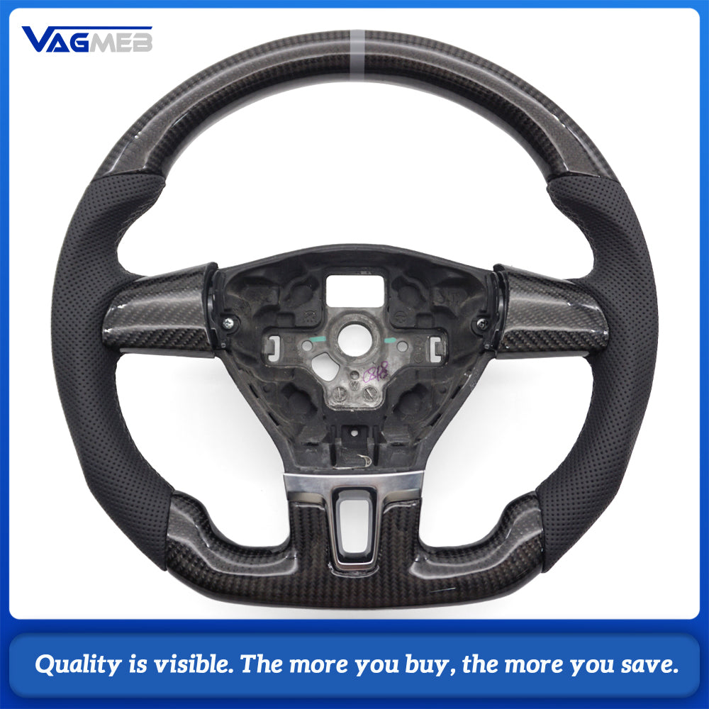 For Golf 6 GTI GTD R 2009-2013 Polo GTI Tiguan Passat R-Line Carbon fiber semi perforated steering wheel