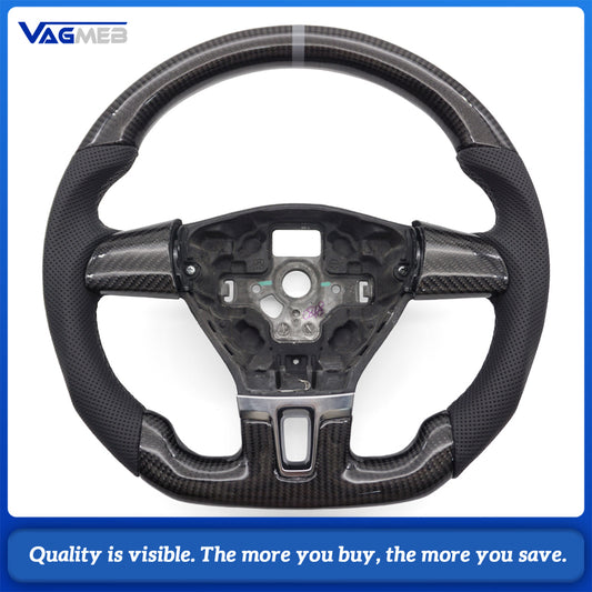 For Golf 6 GTI GTD R 2009-2013 Polo GTI Tiguan Passat R-Line Carbon fiber semi perforated steering wheel