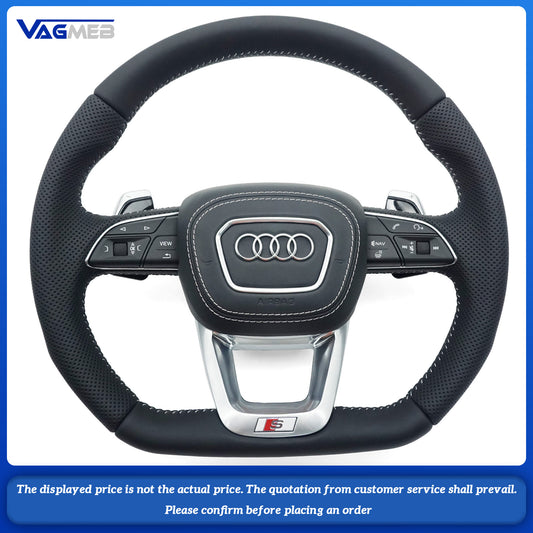 For Audi S Logo Q5 with half-hole white trim, keyless controls, paddle shifters and heated steering wheel