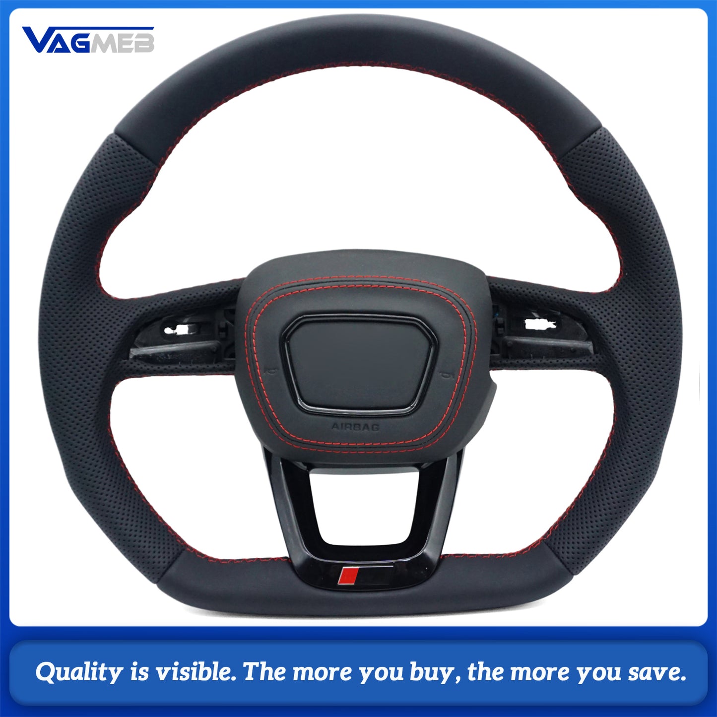 A Perforated leather Sports steering wheel for Audi Q5 FY Q7 4M Q8 S RS LOGO multifunctional steering wheel With Heated