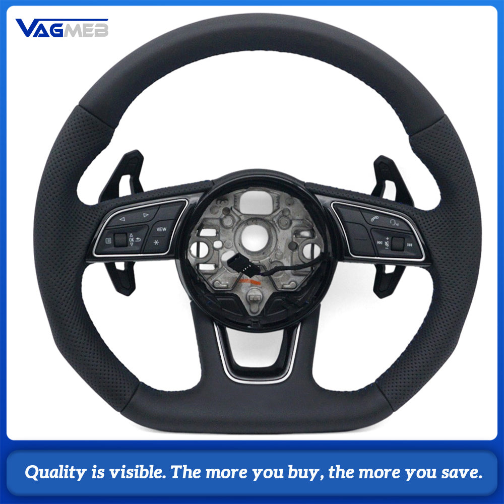For Audi A3 8Y Perforated Leather Steering Wheel Blue Stitching