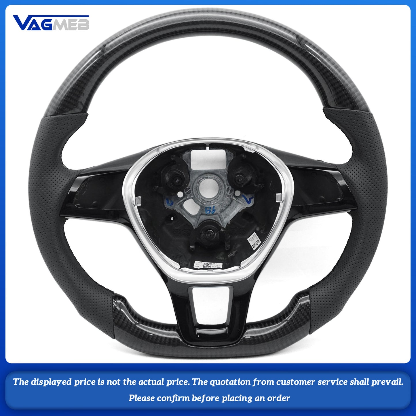 Replacement For VW caddy Leather Real Carbon Fiber Steering Wheel