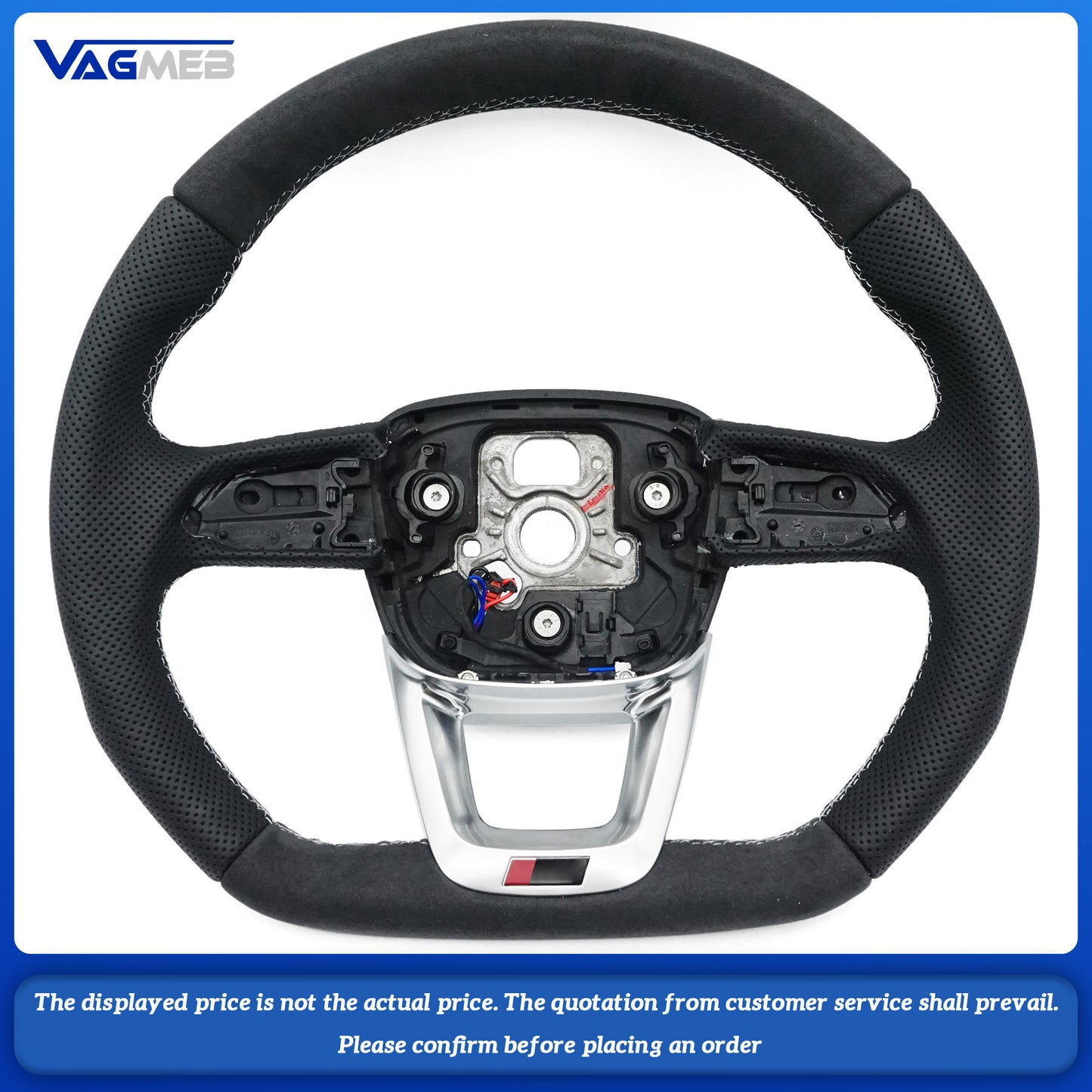 For Audi RS Logo Q3 Q5 Q7 Q8 Q3L Q5L RSQ3 RSQ5 RSQ7 custom alcantara half perforated leather steeringwheel with heating function