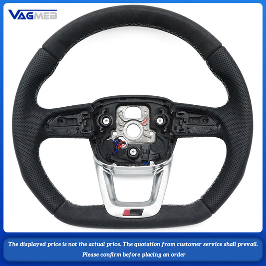 For Audi RS Logo Q3 Q5 Q7 Q8 Q3L Q5L RSQ3 RSQ5 RSQ7 custom alcantara half perforated leather steeringwheel with heating function
