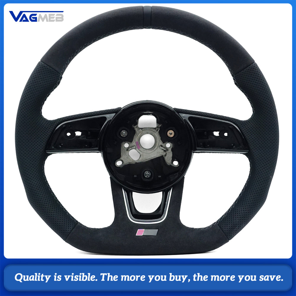 For Audi A4 B9  Sports Style Semi-perforated Leather Steering Wheel