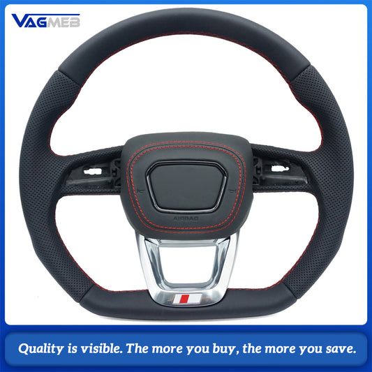 For Audi Q3 F3 Full leather perforated flat bottomed steering wheel With heating function