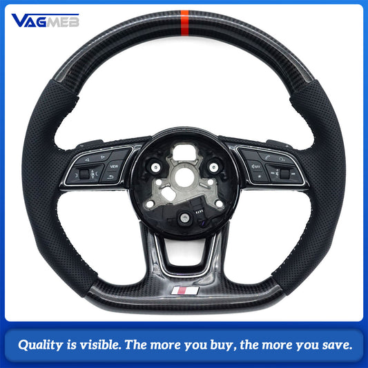 Carbon Fiber Semi Perforated Leather Steering Wheel For Audi A4B9