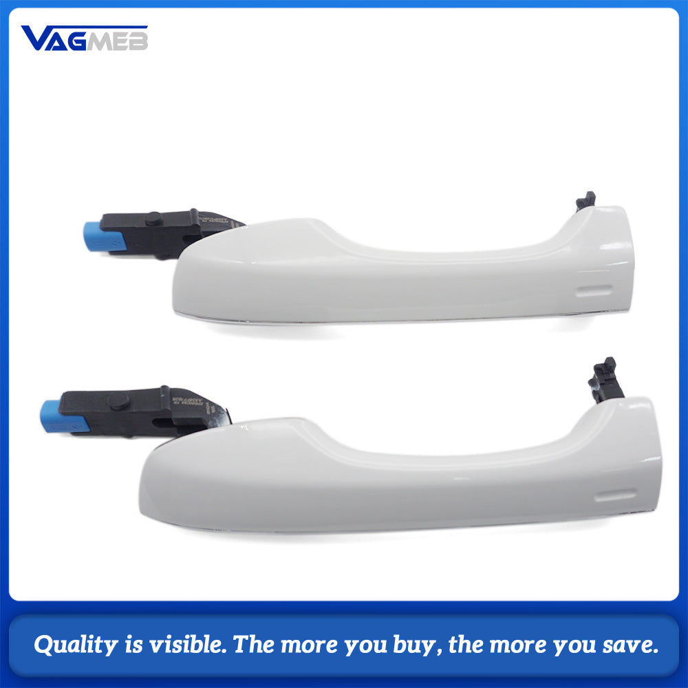 Front Door Handle Pair, White Painted With Chrome For VW Jetta Mk7