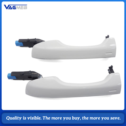 Front Door Handle Pair, White Painted With Chrome For VW Jetta Mk7
