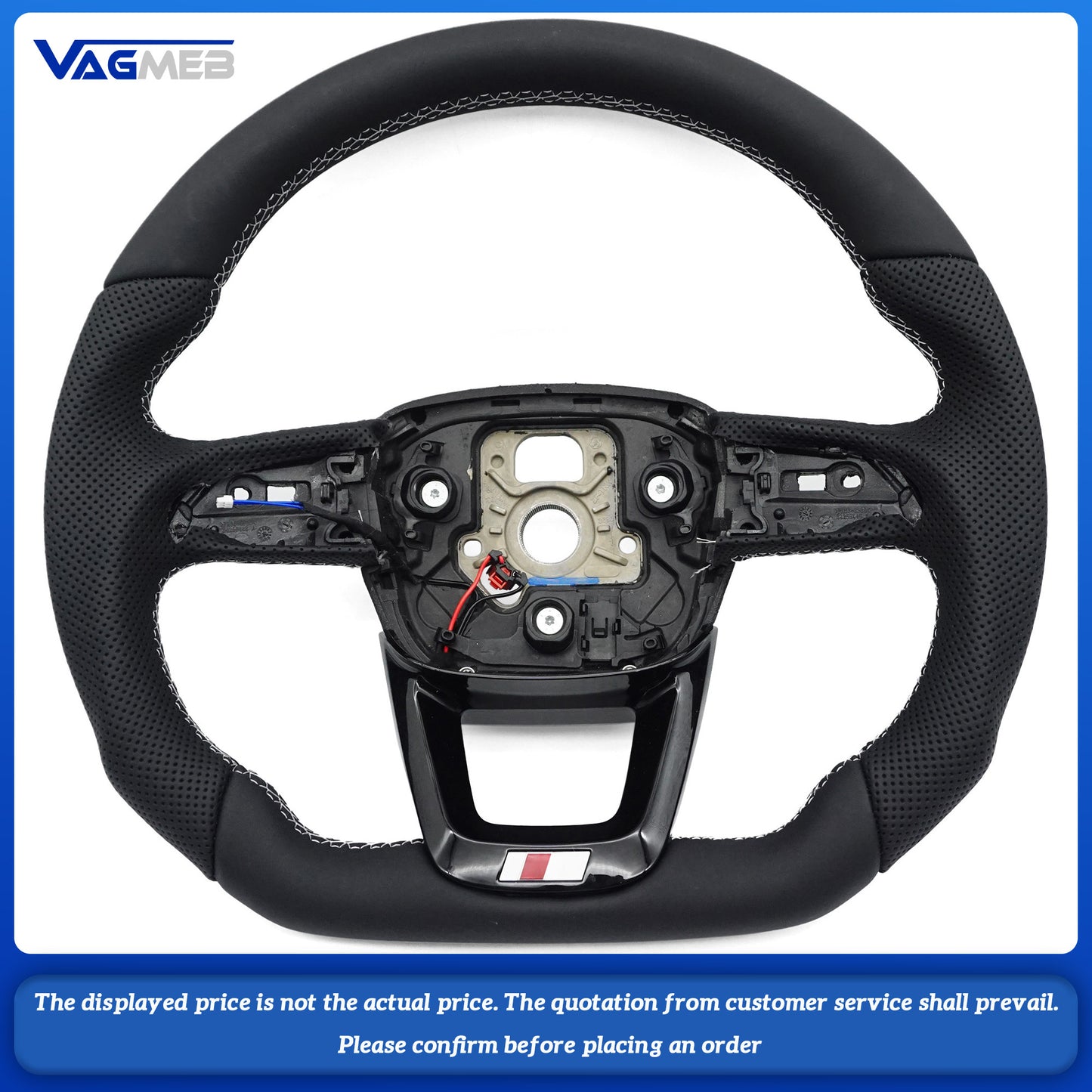 Heated steering wheel suitable for Audi Q5 FY Q7 4M flat bottomed sport leather steering wheel all black