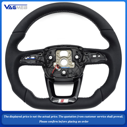Heated steering wheel suitable for Audi Q5 FY Q7 4M flat bottomed sport leather steering wheel all black