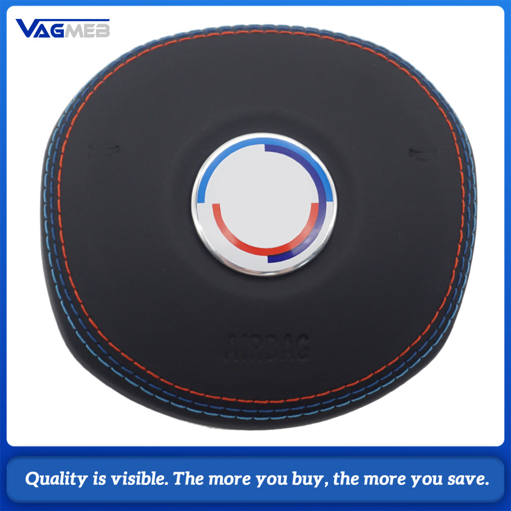 Steering wheel airbag cover multifunction steering wheel For BMW G80 Leather Airbag Cover With 50th Anniversary Badge Tri Color Stitch