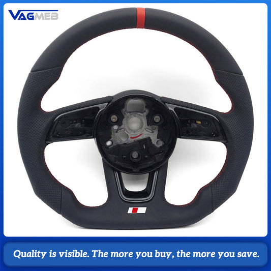 For Audi A4 B9 Full Suede Leather Flat Bottomed Sports Steering Wheel