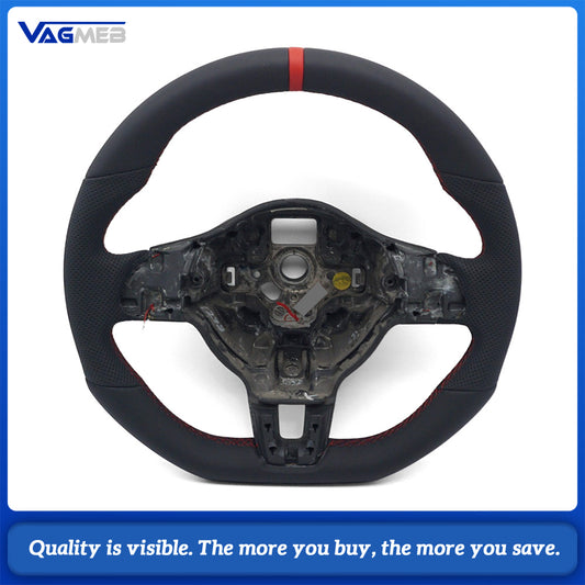 Steering Wheel Base For VW Golf MK6 GTI, Half Perforated Leather, Red Stitching, Red Centering Marker, Sport Steering Wheel Core Base Replacement