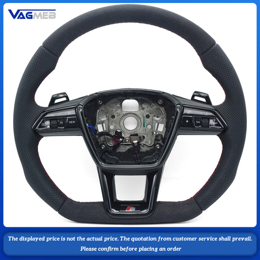 For Audi A6 C8 painted black leather multifunctional steering wheel with heating, Car Accessories