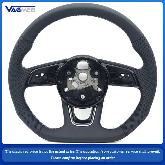 For Audi RS3 RS4 RS5 A3 A4 B9 A5 S3 S4 S5 2017-2021 Fully Perforated Leather Steering Wheel