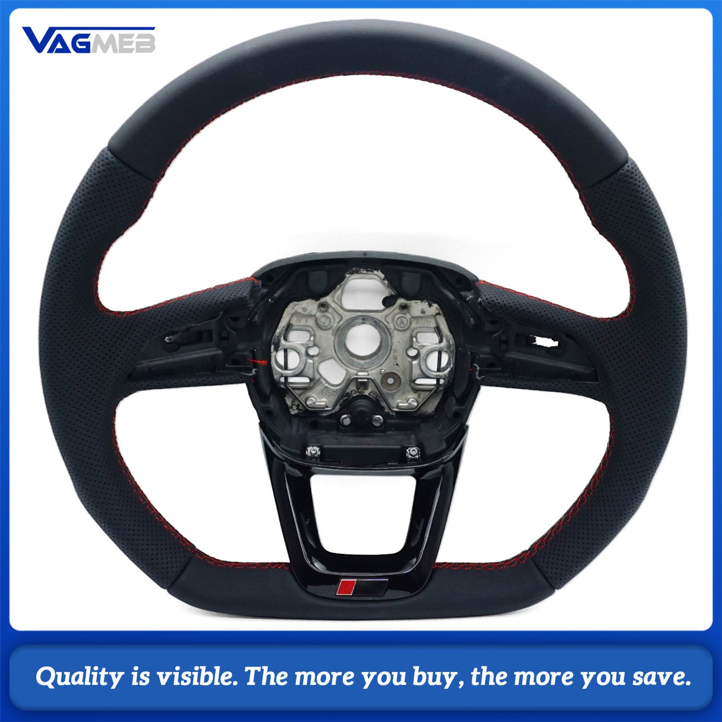 For Audi Q3 F3 Full leather perforated flat bottomed steering wheel
