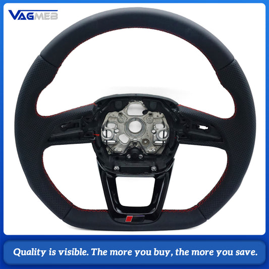 For Audi Q3 F3 Full leather perforated flat bottomed steering wheel