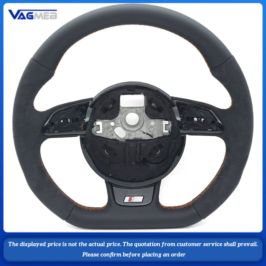 For Audi S logo A3 8V A4 B8 Half-suede orange thread stitching color can be customized