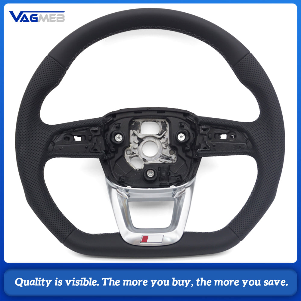 Perforated leather steering wheel for Audi Q5 FY Q7 4M Q8 S RS LOGO multifunctional steering wheel