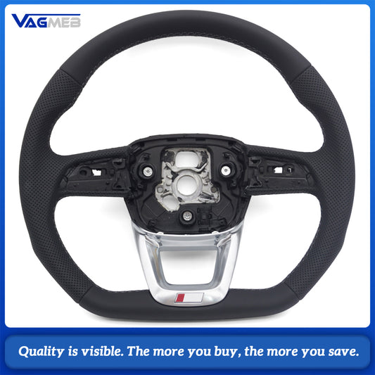 Perforated leather steering wheel for Audi Q5 FY Q7 4M Q8 S RS LOGO multifunctional steering wheel