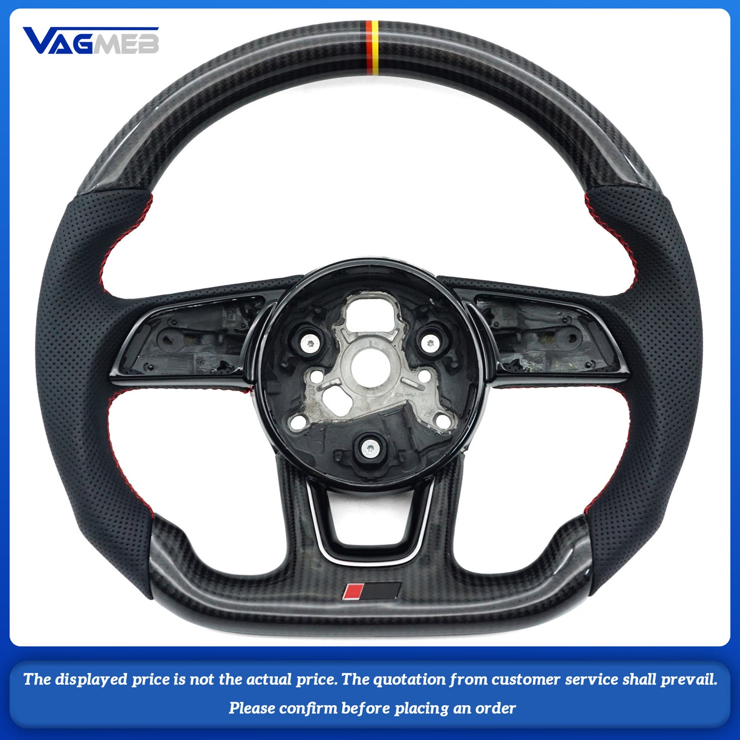 Carbon Fiber Semi Perforated Leather Steering Wheel, For Audi A3 8V A4 B8 B9 S3 S4 S5 Rs5 Rs3 Rs4 A5 B9