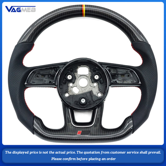 Carbon Fiber Semi Perforated Leather Steering Wheel, For Audi A3 8V A4 B8 B9 S3 S4 S5 Rs5 Rs3 Rs4 A5 B9